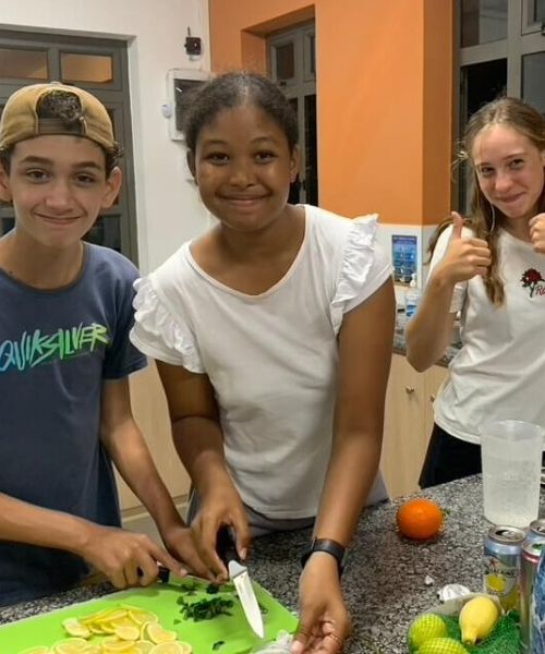 students preparing food in home economics