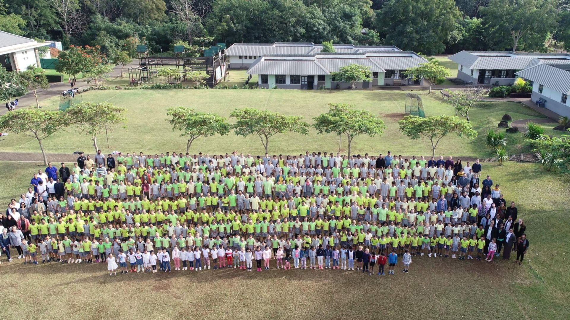 Aerial view of the students at Lighthouse School Mauritius