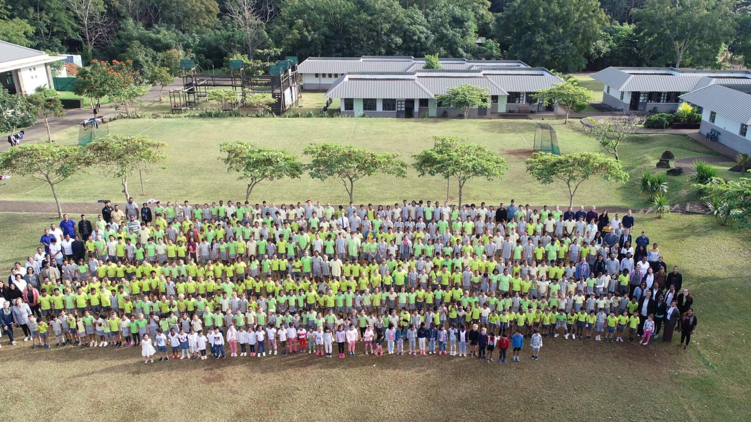 Aerial view of the students at Lighthouse School Mauritius