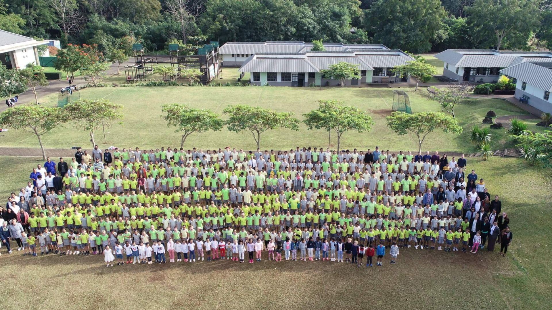 Aerial view of the students at Lighthouse School Mauritius